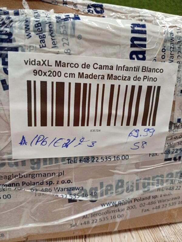 vidaXL Marco de Cama Infantil Blanco 90x200 cm Madera Maciza de Pino - Imagen 6