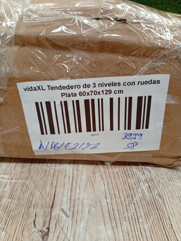 vidaXL Tendedero de 3 niveles con ruedas Plata 60x70x129 cm - Imagen 6