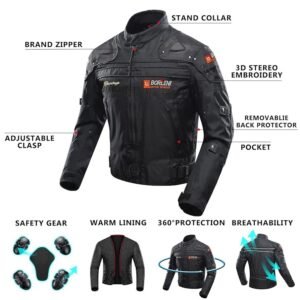 BORLENI Chaqueta de moto a prueba de viento motocicleta armadura de equipo de protección otoño invie
