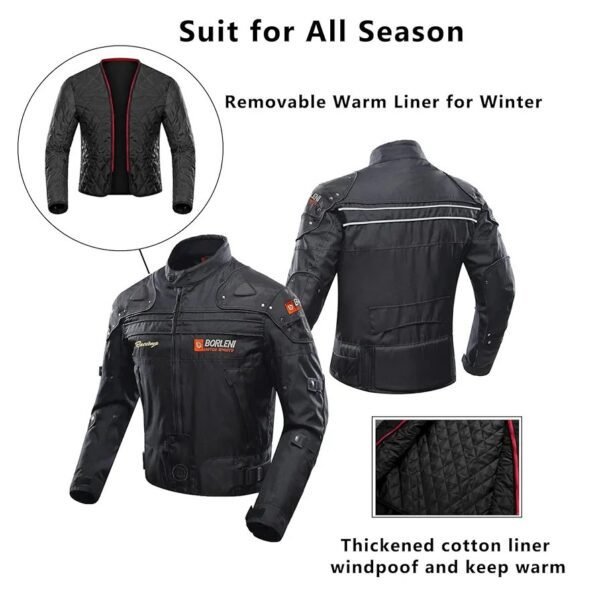 BORLENI Chaqueta de moto a prueba de viento motocicleta armadura de equipo de protección otoño invie - Imagen 2