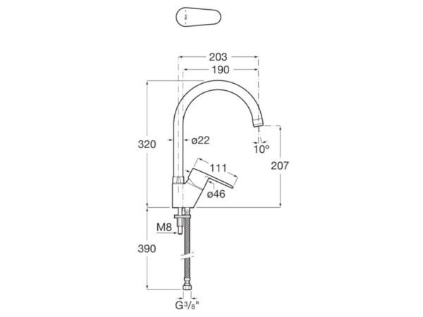 Mezclador Cocina Roca A5A8E4FC00 - Imagen 2