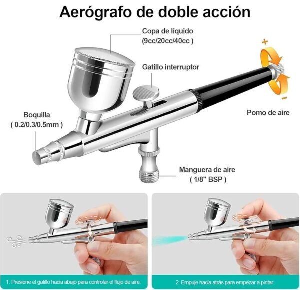 Powate 40 PSI Mini de Aerógrafo - Imagen 2