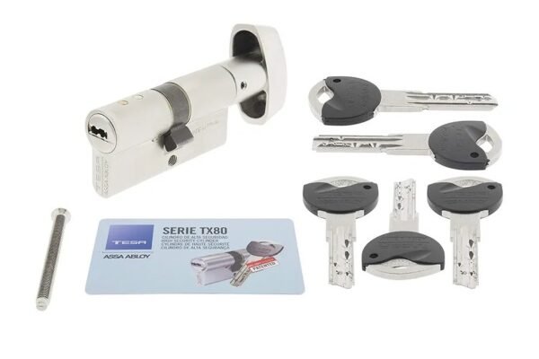 Tesa Assa Abloy TK1B3040N Cilindro de Alta Seguridad TK100 Doble Embrague Niquelado 30 x 40 mm Llave