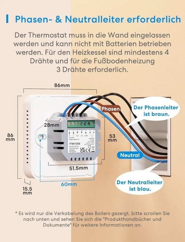 Meross Termostato Calefaccion WiFi para Calderas - Imagen 2