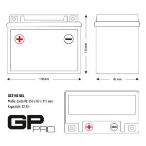 GP-PRO GTZ14S 12V 11.2Ah GEL Batería de arranque (compatible con YTZ14-S / YTZ14S-BS) (Sin necesidad