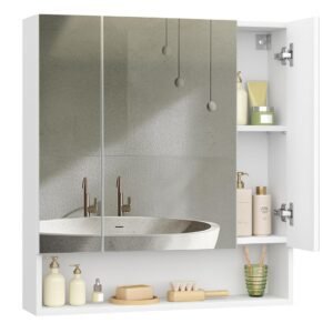(7) armario de baño con espejo vasagle bbk129w01