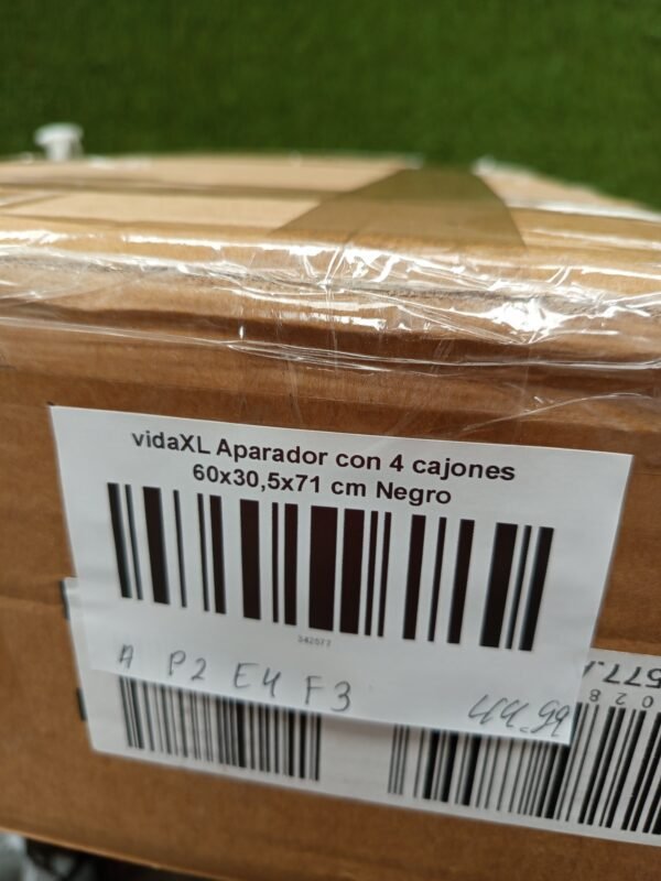 vidaXL Aparador con 4 cajones 60x30,5x71 cm Negro - Imagen 7
