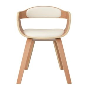 Silla de comedor Piel sintética crema y madera curvada vidaxl