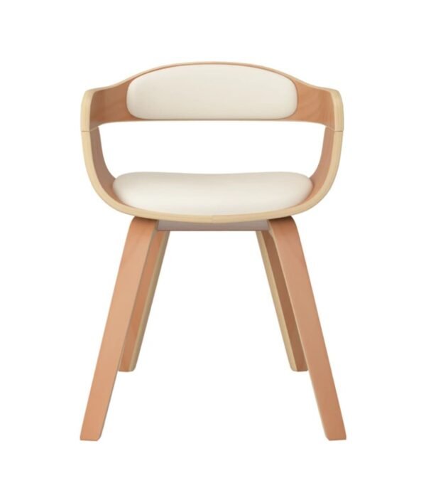 Silla de comedor Piel sintética crema y madera curvada vidaxl
