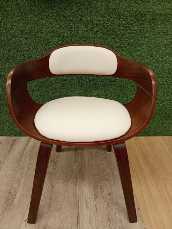 Silla de comedor Piel sintética crema y madera curvada vidaxl - Imagen 5