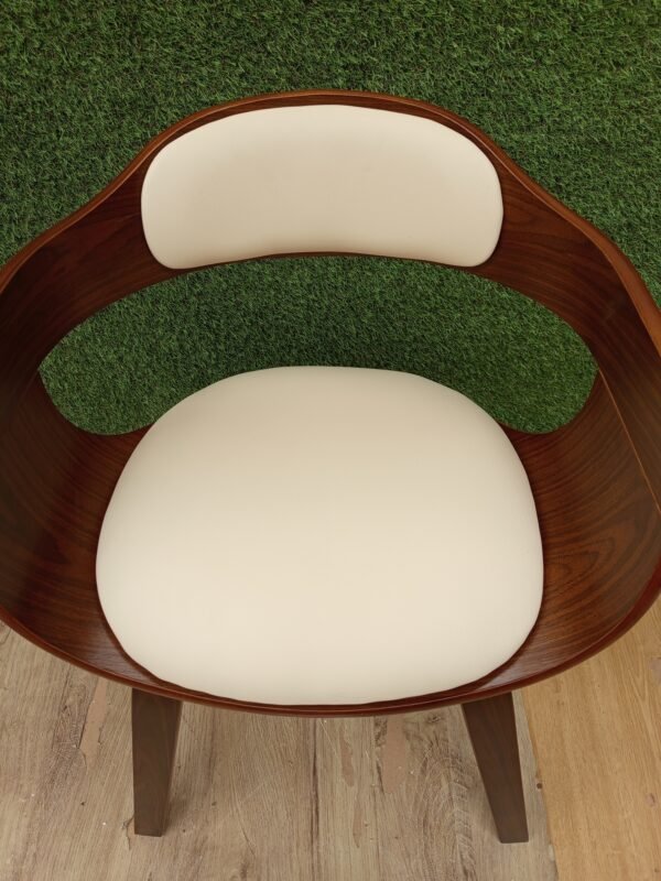 Silla de comedor Piel sintética crema y madera curvada vidaxl - Imagen 3