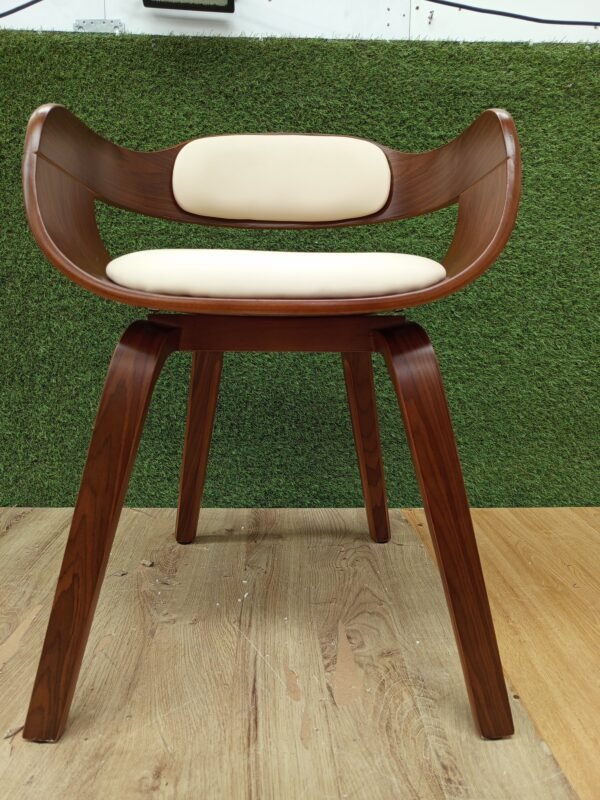 Silla de comedor Piel sintética crema y madera curvada vidaxl - Imagen 4