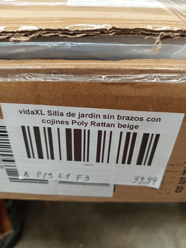 Silla de jardín sin brazos con cojines Poly Rattan beige vidaxl - Imagen 6
