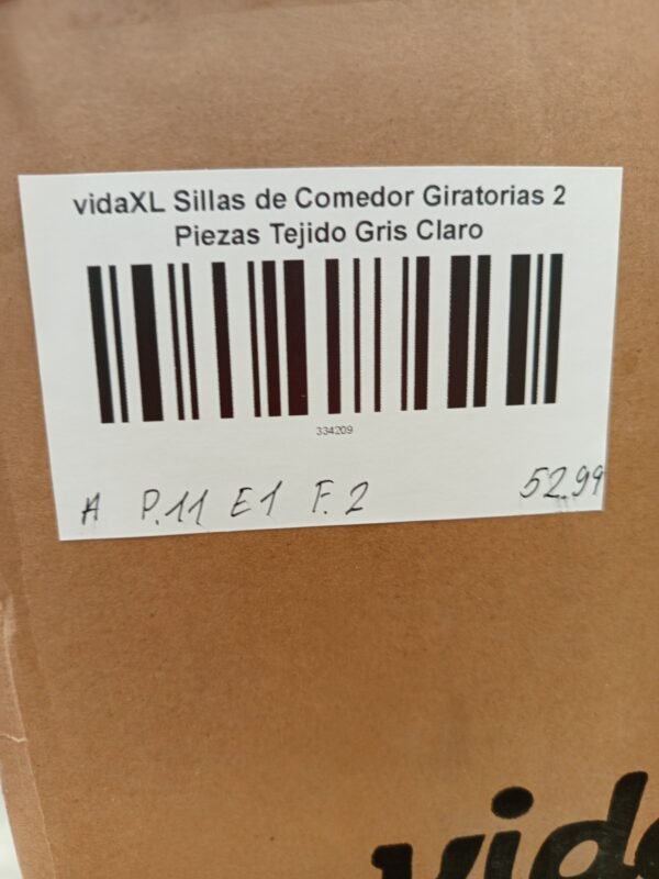 Sillas de Comedor Giratorias 2 Piezas Tejido Gris Claro Vidaxl - Imagen 7