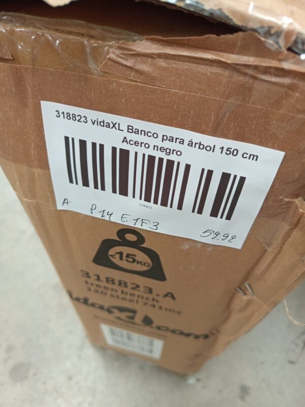 Banco para árbol 150 cm Acero negro Vidaxl - Imagen 6