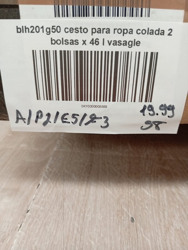 blh201g50 cesto para ropa colada 2 bolsas x 46 l vasagle - Imagen 7