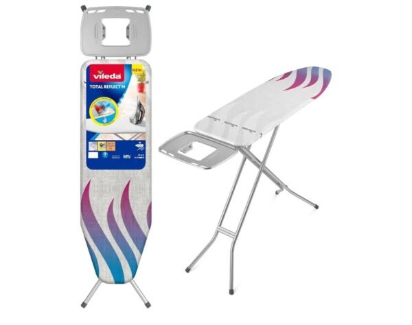 Vileda Total Reflect M - Tabla de Planchar con Soporte Antideslizante para Plancha | Incluye Funda c