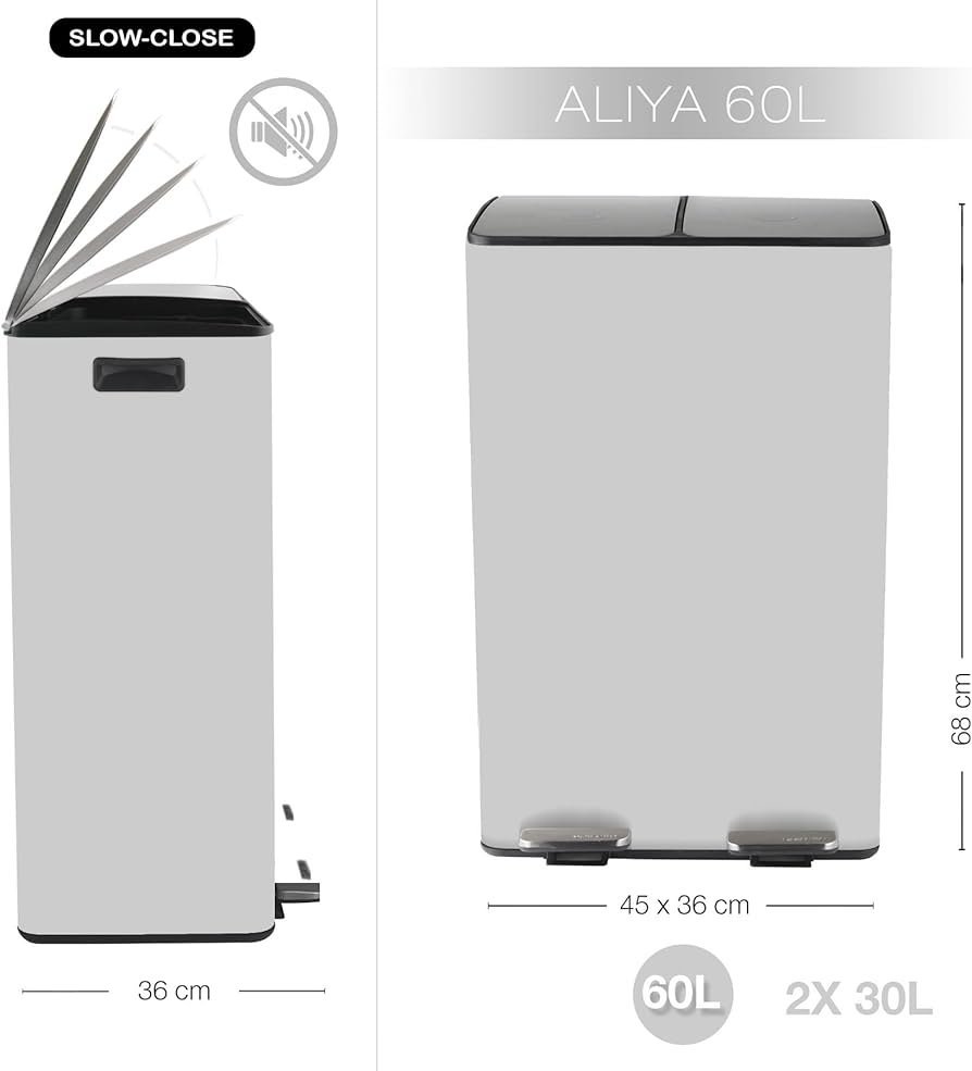 Cubo de basura - 60L (2x30L) - Spirella - Imagen 2