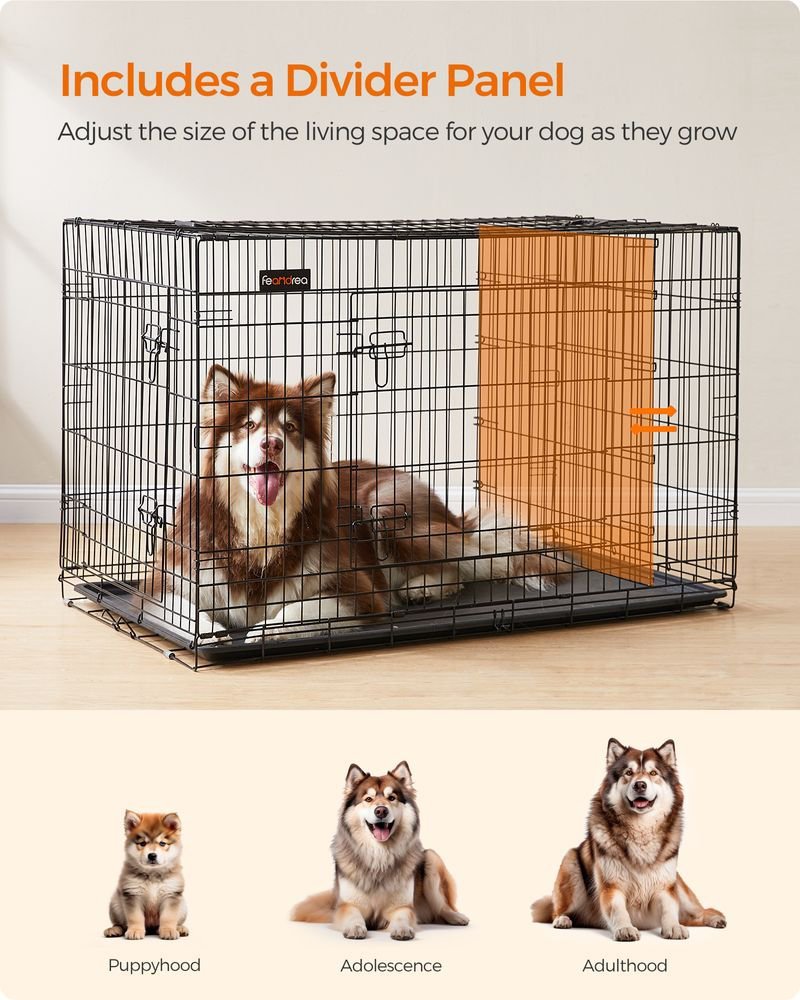 Feandrea Jaula para Perros con 2 Pertas Negro - Imagen 2