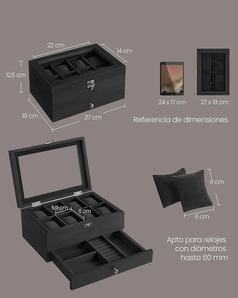 Caja de Relojes - JOW008B02 - SONGMICS - Imagen 2