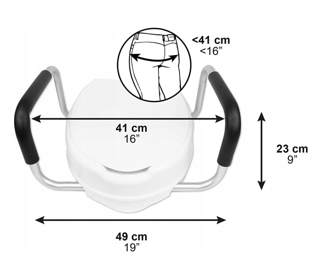 Asiento de inodoro elevado PEPE con asas - Imagen 2