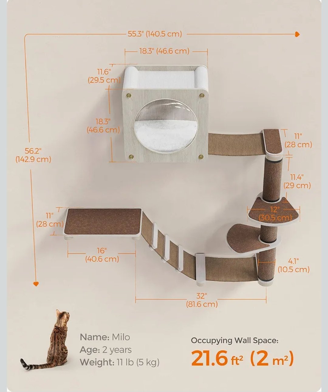 Feandrea Muebles de pared para gatos - Imagen 3