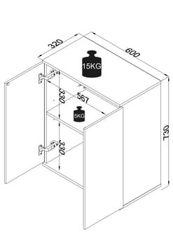 Pecho de cajones y aparadores Dalosa Antracita AL. 73 x AN. 60 x P. 32 cm - Imagen 3