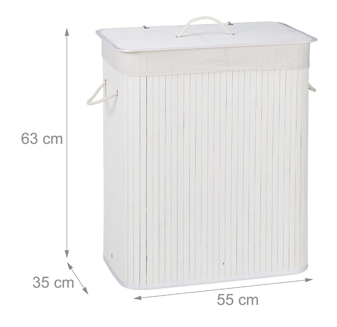 Cestos Ropa Sucia con Tapa y 2 Compartimentos, - Imagen 2