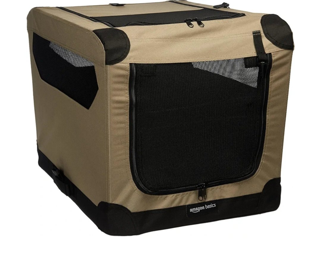 Amazon Basics Transportín portátil plegable de 2 puertas para perros y gatos, - Imagen 2