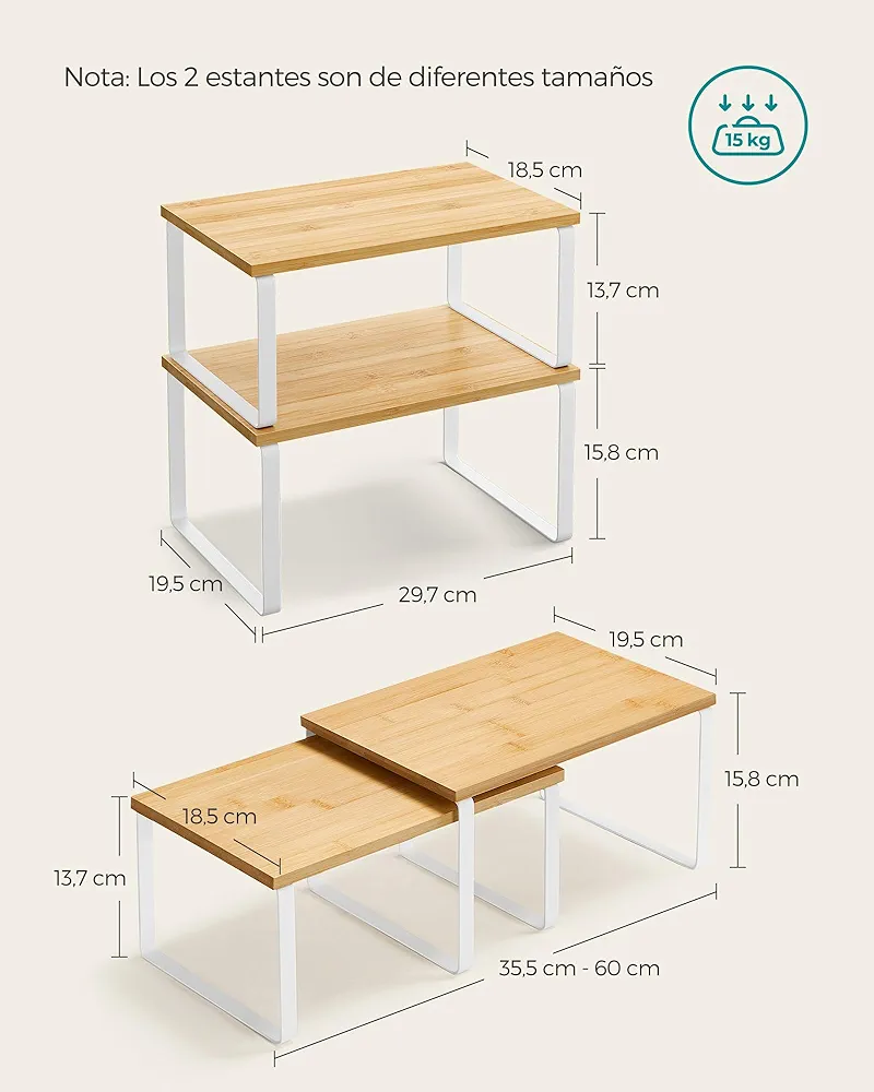 Juego de Estantes para Especias - KCS02NW - SONGMICS - Imagen 2