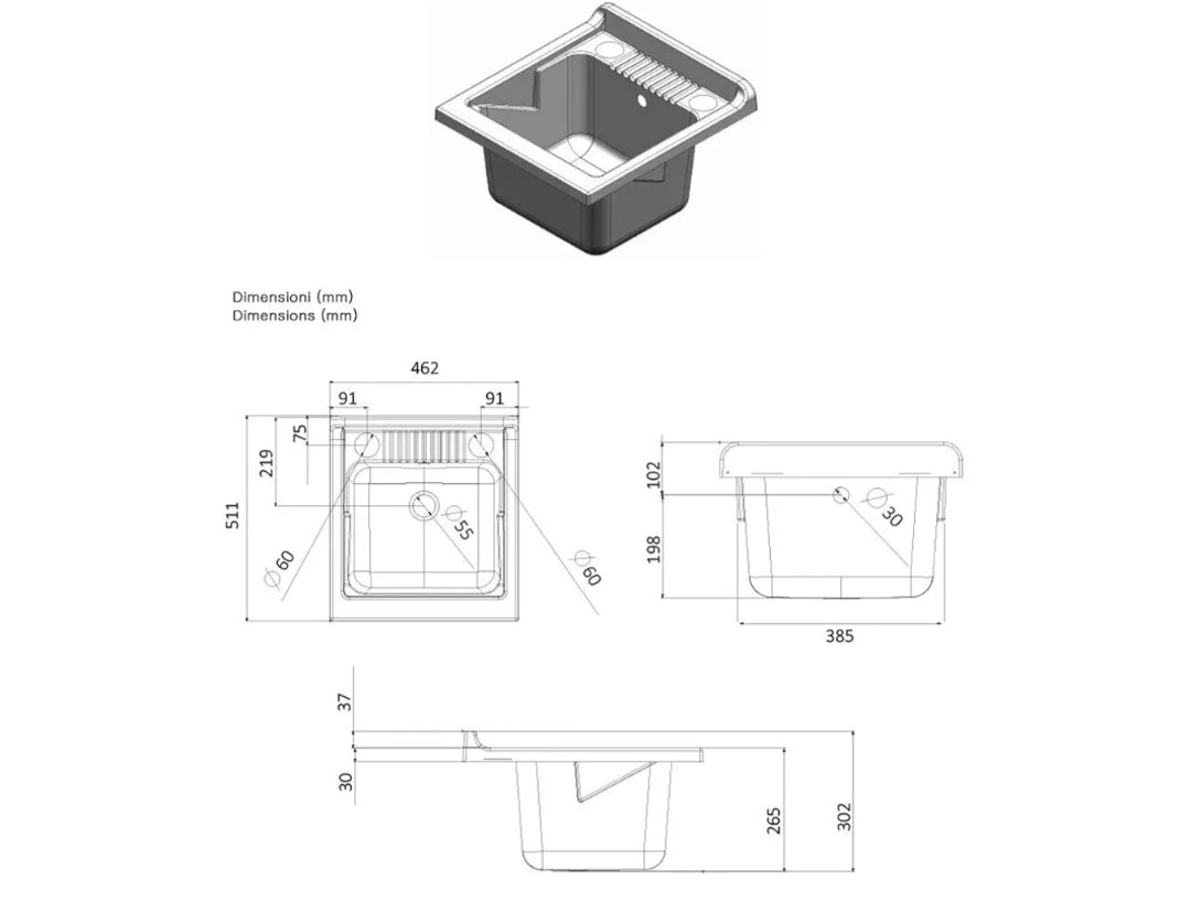 Negrari Lavabo de resina - Imagen 2