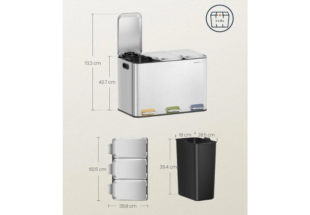 Cubo de basura SONGMICS LTB740E45 - Imagen 2