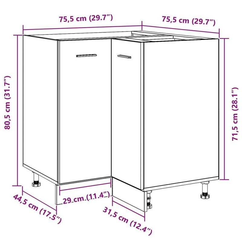 vidaXL Gabinete Esquinero Negro. - Imagen 2