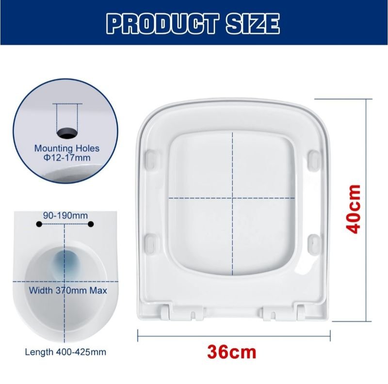Asiento inodoro blanco - 40x36cm - Imagen 2