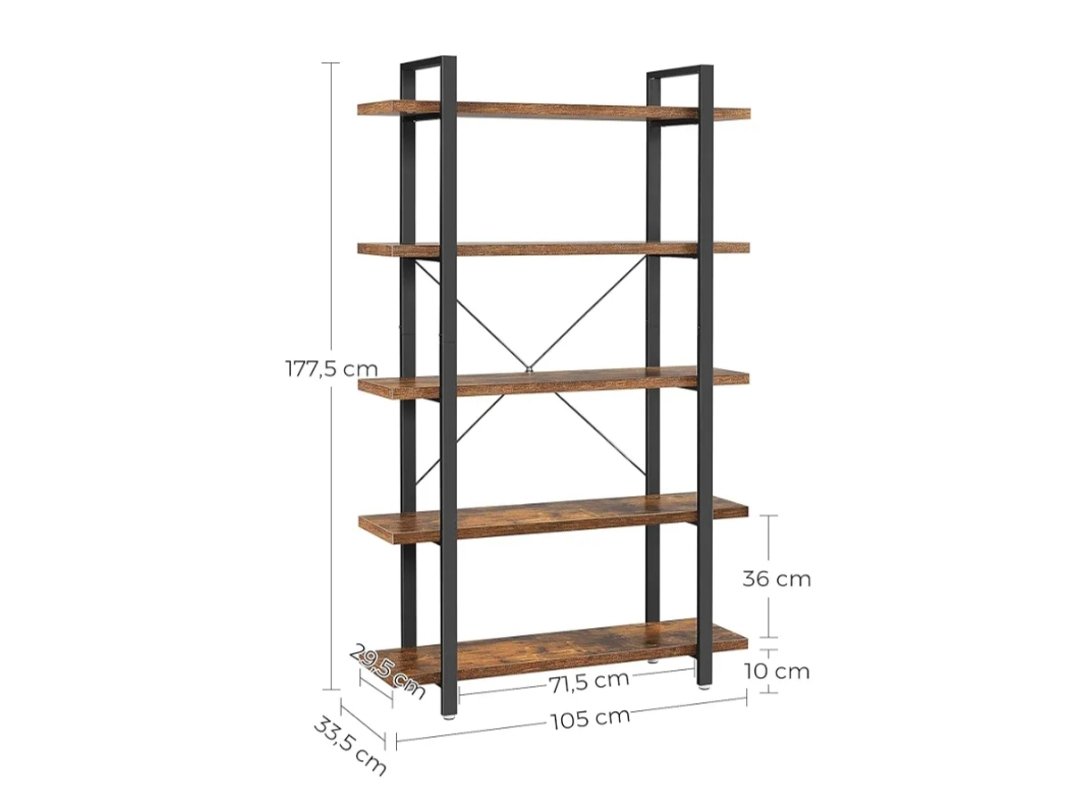 Estantería Industrial, Librería Estable de 5 Capas - Imagen 2