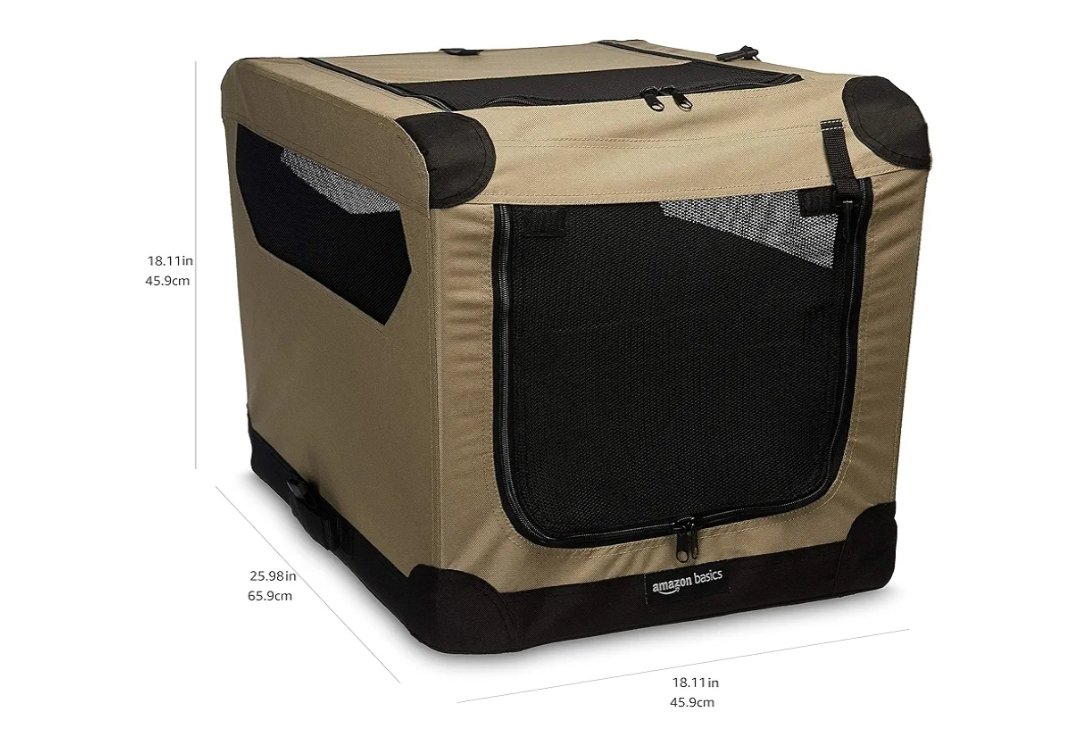 Amazon Basics Transportín portátil plegable de 2 puertas para perros y gatos,