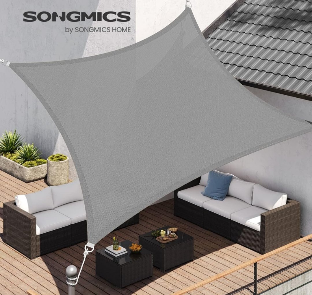SONGMICS Vela de Sombra de 3 x 4 m