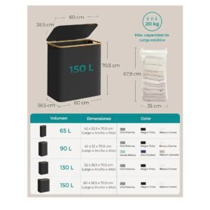 SONGMICS Cesto de Ropa Sucia