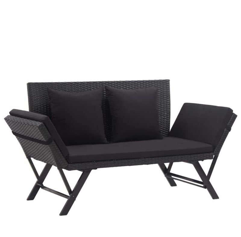 Banco jardín vidaXL ratán negro.