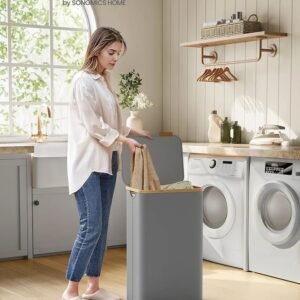 Cesta ropa SONGMICS LCB509G01E gris y bambú.