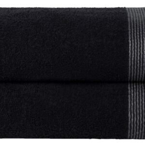 Amazon Basics - 2 toallas de algodón - negro/gris.