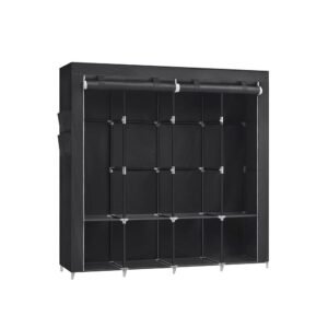 SONGMICS Armario de Ropa de Tela Negro