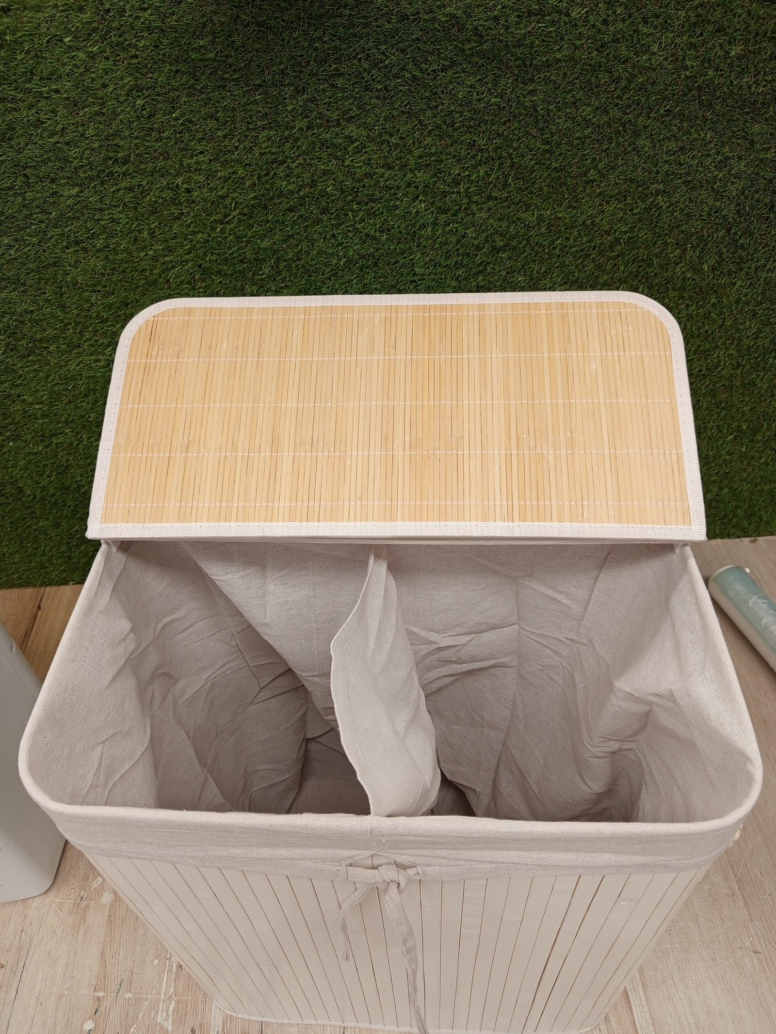 Cestos Ropa Sucia con Tapa y 2 Compartimentos, - Imagen 8