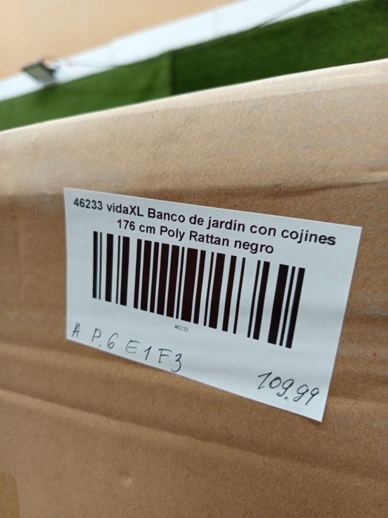 Banco jardín vidaXL ratán negro. - Imagen 6