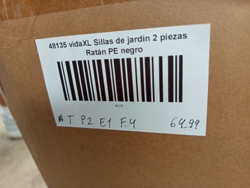 Sillas jardín vidaXL ratán negro - 2uds - Imagen 7