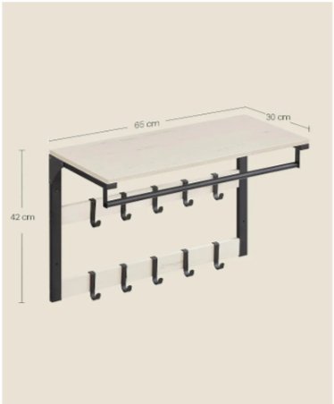 VASAGLE LCR101W03 PERCHERO DE PARED - Imagen 2