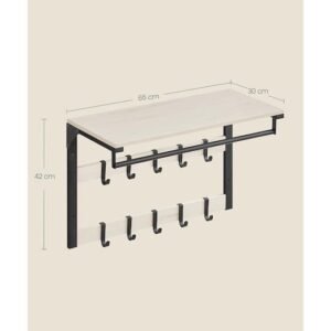 VASAGLE LCR101W03 Perchero de Pared, Perchero Colgante con 10 Ganchos.