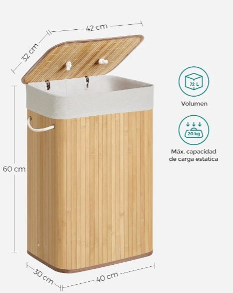 SONGMICS LCB10YV1 CESTO ROPA SUCIA - Imagen 2