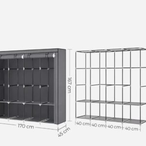 SONGMICS RYG094G02 Armario, 4 Barras de Ropa,