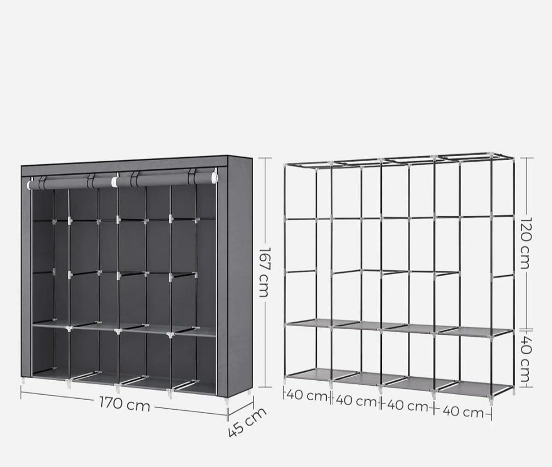 SONGMICS RYG094G02 Armario, 4 Barras de Ropa,
